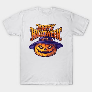 Scary Pumpkin Jack-o-Lantern Happy Halloween Costume Gift T-Shirt